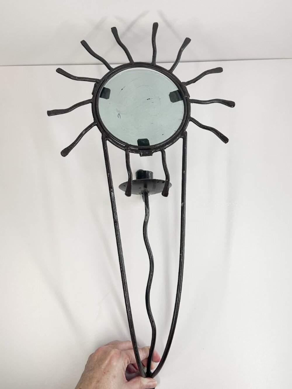 Vintage Metal Glass Sun Candle Wall Sconce Celestial Witchy Whimsigoth Garden